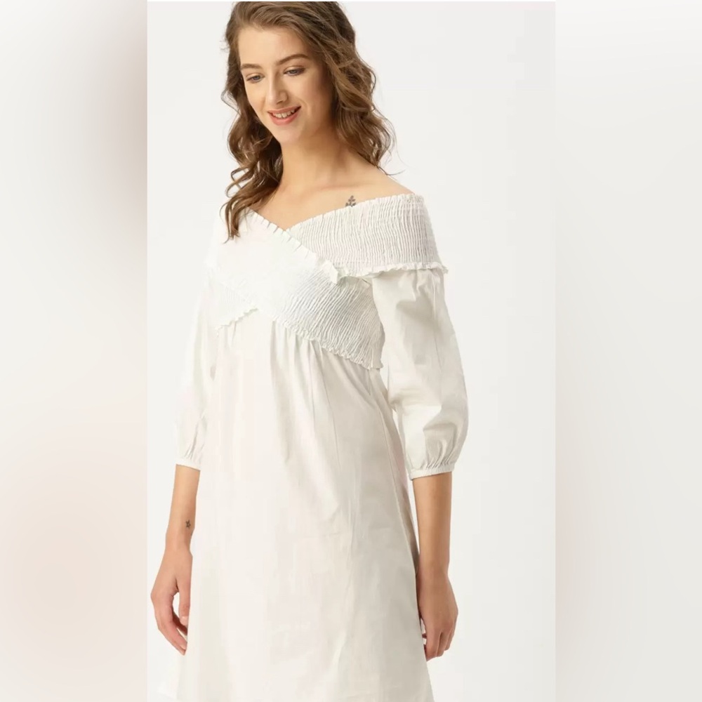 NWOT Sugar + Lips White Off-Shoulder A-Line Dress
